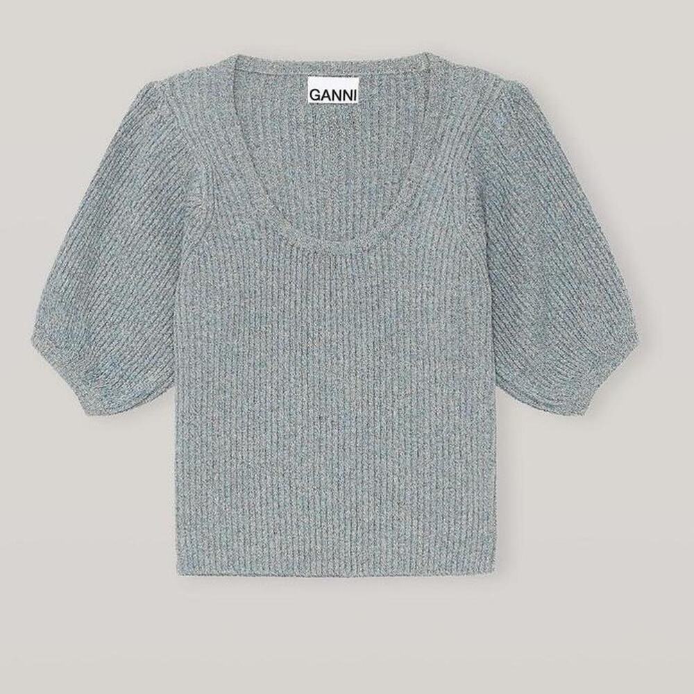 Ganni short sleeve knit sweater